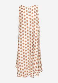 Born2be - Beżowa Sukienka o Pudełkowym Kroju Bez Rękawów w Kropki Fevasine. Okazja: na co dzień. Kolor: beżowy. Długość rękawa: bez rękawów. Wzór: kropki. Styl: klasyczny, casual, elegancki #6