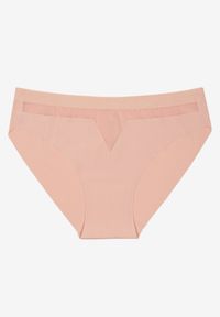 Renee - Jasnoróżowe Majtki Bezszwowe Ozdobione Geometrycznym Wzorem Navlinne. Kolor: różowy. Materiał: jeans. Wzór: geometria, aplikacja