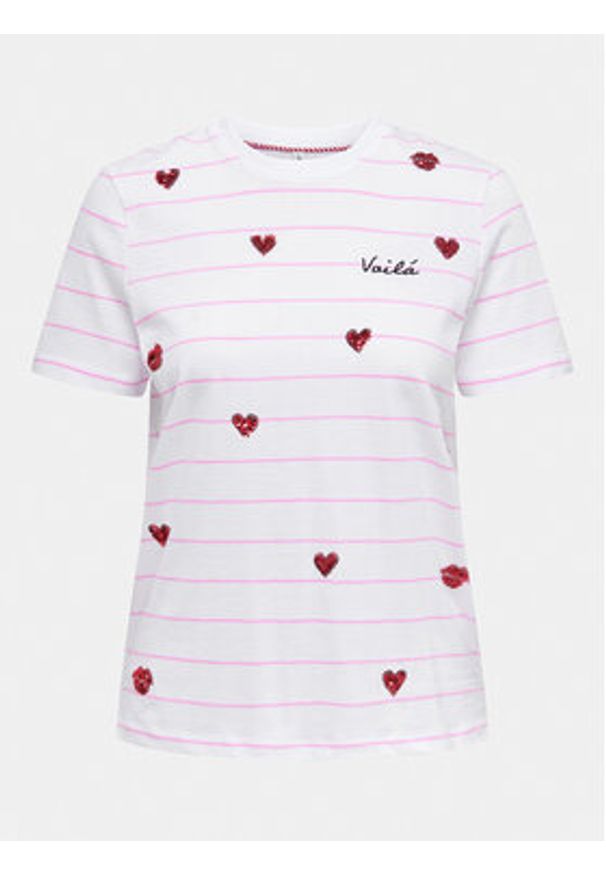 only - ONLY T-Shirt Kita 15316574 Biały Regular Fit. Kolor: biały. Materiał: bawełna
