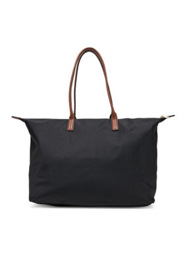 TOMMY HILFIGER - Tommy Hilfiger Torebka Popette Maxi Tote AW0AW17996 Czarny. Kolor: czarny. Materiał: skórzane