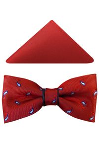 Modini - Czerwono-granatowa mucha we wzór paisley A59. Kolor: wielokolorowy, czerwony, niebieski. Materiał: poliester, tkanina. Wzór: paisley. Styl: elegancki #1