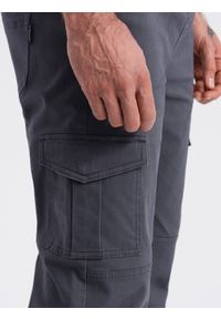 Ombre Clothing - Spodnie męskie JOGGERY z zapinanymi kieszeniami cargo - grafitowe V3 OM-PAJO-0123 - XXL. Okazja: na co dzień. Kolor: szary. Materiał: bawełna, elastan. Sezon: lato. Styl: klasyczny, sportowy, casual #7