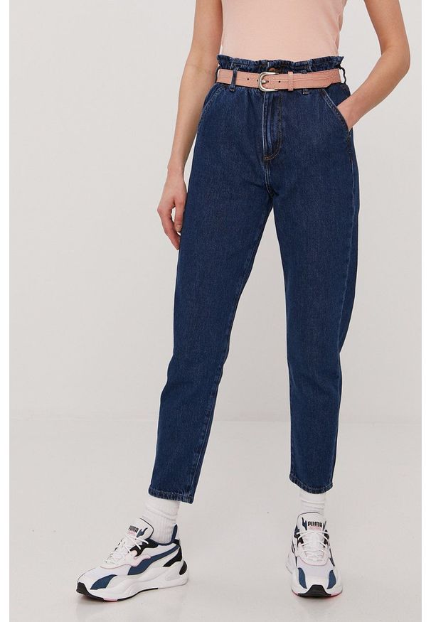 Cross Jeans Jeansy damskie high waist. Stan: podwyższony. Kolor: niebieski