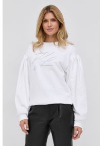 Karl Lagerfeld Bluza damska kolor biały z aplikacją. Kolor: biały. Wzór: aplikacja