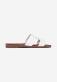 Renee - Białe Casualowe Klapki z Geometryczną Cholewką Sallasena. Okazja: na co dzień. Kolor: biały. Wzór: geometria. Obcas: na płaskiej podeszwie. Styl: casual #4
