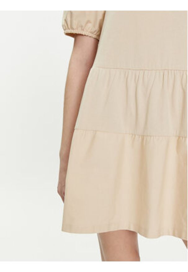 Brave Soul Sukienka letnia LDRJ-544AMIEST Beżowy Straight Fit. Kolor: beżowy. Materiał: bawełna. Sezon: lato