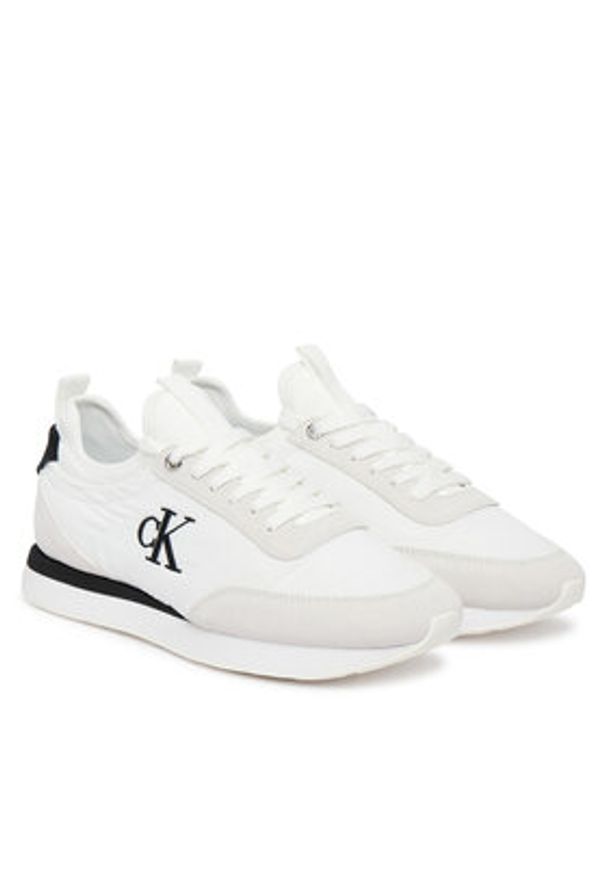 Calvin Klein Sneakersy Retro Runner Lace Up Sock YW0YW02060 Biały. Kolor: biały. Materiał: materiał