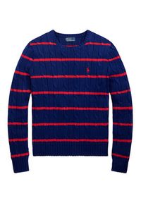 Polo Ralph Lauren Sweter 211972119001 Granatowy Slim Fit. Typ kołnierza: polo. Kolor: niebieski. Materiał: bawełna