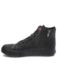 Czarne Sneakersy Damskie Cross Jeans Modne Obuwie. Okazja: na co dzień. Wysokość cholewki: przed kolano. Zapięcie: sznurówki. Kolor: czarny. Materiał: guma, materiał. Szerokość cholewki: normalna #4