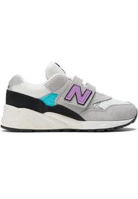 Buty dziecięce New Balance PV580GR – szare. Okazja: na uczelnię, na co dzień. Kolor: szary. Materiał: skóra, zamsz, syntetyk, guma, materiał. Szerokość cholewki: normalna. Sport: turystyka piesza