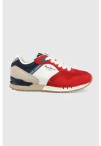 Pepe Jeans buty dziecięce London One kolor czerwony. Nosek buta: okrągły. Zapięcie: sznurówki. Kolor: czerwony. Materiał: guma