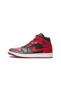 Buty koszykarskie męskie Nike Air Jordan 1 Mid. Wysokość cholewki: za kostkę. Zapięcie: sznurówki. Kolor: czerwony. Materiał: materiał. Szerokość cholewki: normalna