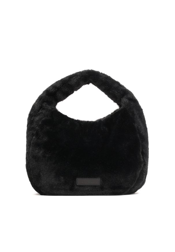 Kazar - Czarna torebka do noszenia za uchwyt z syntetycznego futra. Kolor: czarny. Wzór: gładki. Materiał: futrzane. Styl: elegancki
