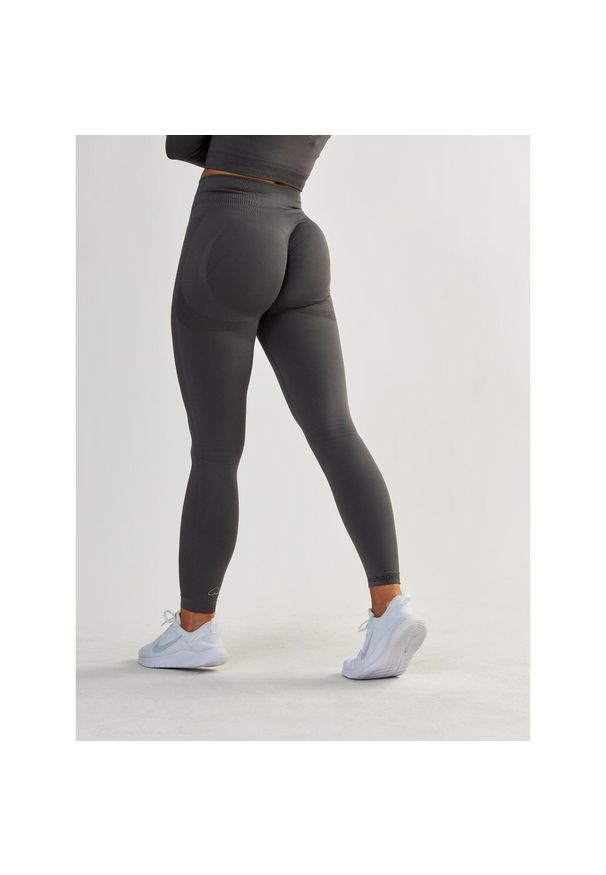 BESHAPED - Legginsy fitness damskie Beshaped Power Up! modelujące. Kolor: szary. Materiał: nylon. Sport: fitness