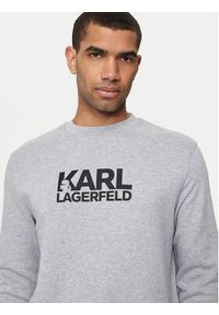 Karl Lagerfeld - KARL LAGERFELD Bluza 705091 Szary Regular Fit. Typ kołnierza: dekolt w karo. Kolor: szary. Materiał: bawełna