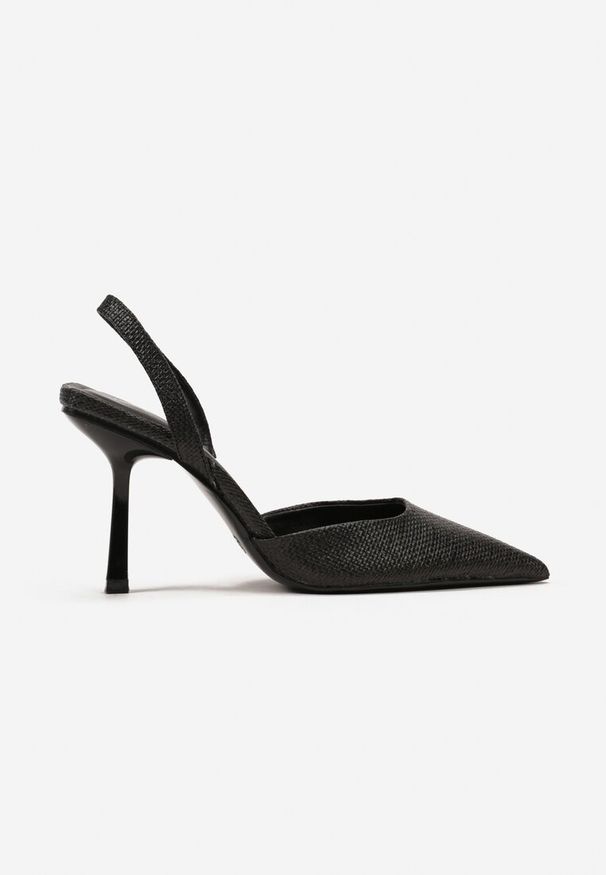 Born2be - Czarne Sandały z Elegancką Plecionką na Szpiczastym Nosku Serapina. Okazja: na imprezę, na co dzień. Nosek buta: szpiczasty. Kolor: czarny. Sezon: lato. Obcas: na obcasie. Styl: elegancki. Wysokość obcasa: średni