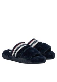 TOMMY HILFIGER - Tommy Hilfiger Kapcie Hilfiger Fur Slipper FW0FW08854 Granatowy. Kolor: niebieski. Materiał: materiał