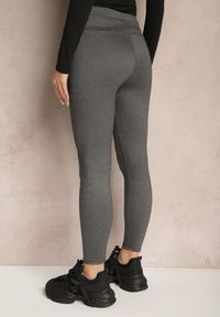 Renee - Szare Legginsy High Waist Ozdobione Aplikacją Sevirra. Okazja: na co dzień. Stan: podwyższony. Kolor: szary. Wzór: aplikacja. Styl: casual, elegancki #4