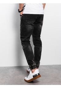 Ombre Clothing - Spodnie męskie marmurkowe JOGGERY z ozdobnymi przeszyciami - czarne V2 OM-PADJ-0111 - XL. Kolor: czarny. Materiał: jeans, elastan, bawełna #4