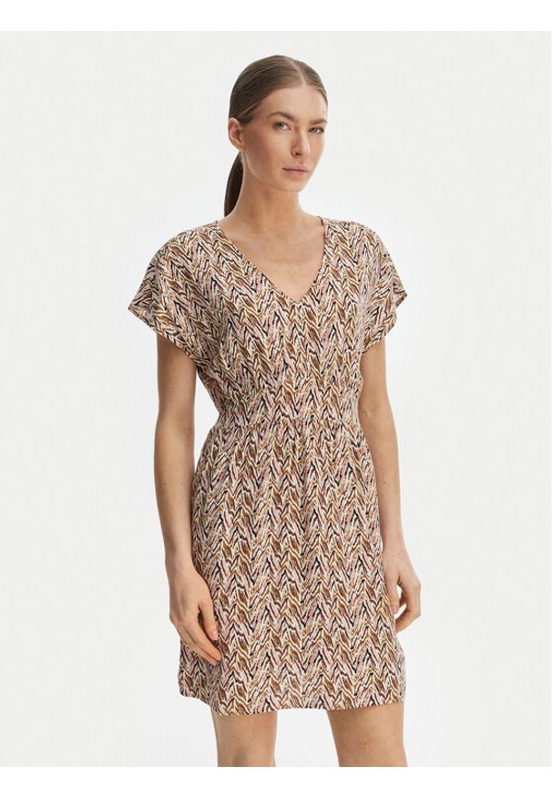 only - ONLY Sukienka letnia Nova 15342707 Beżowy ciemny Regular Fit. Kolor: beżowy. Materiał: wiskoza. Sezon: lato