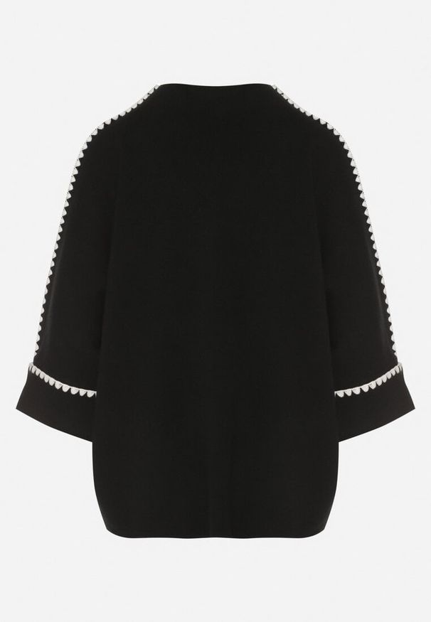 Born2be - Czarny Sweter z Kontrastową Lamówką Tuselle. Okazja: do pracy, na spotkanie biznesowe. Kolor: czarny. Materiał: jeans. Styl: biznesowy