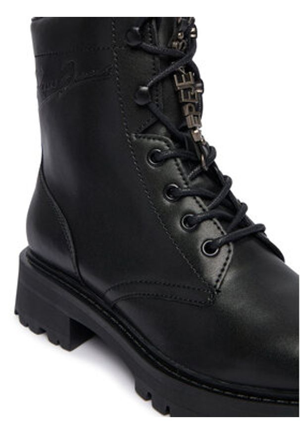 Pepe Jeans Trapery Stacy Play W PLS500022 Czarny. Kolor: czarny. Materiał: skóra, syntetyk
