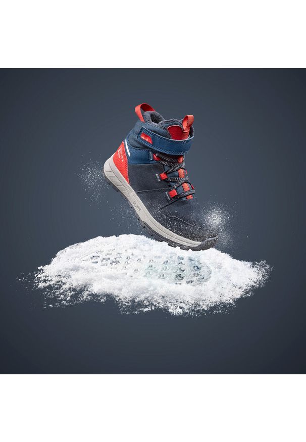 quechua - Buty turystyczne dla dzieci Quechua SH500 Warm zapinane na rzep wodoodporne. Zapięcie: rzepy. Kolor: wielokolorowy, niebieski, czerwony. Sezon: zima. Sport: turystyka piesza