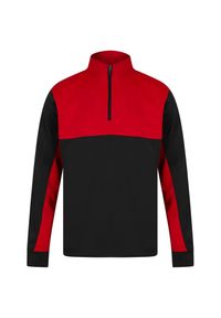 FINDEN & HALES - Męska Bluza Dresowa Z Zamkiem Błyskawicznym W Bloku Kolorystycznym. Kolor: czerwony, wielokolorowy, czarny. Materiał: dresówka