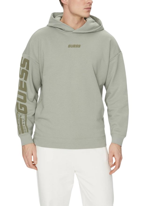 Guess - GUESS Zielona bluza męska Dalim Over z kapturem, Rozmiar XXL. Typ kołnierza: kaptur. Kolor: zielony