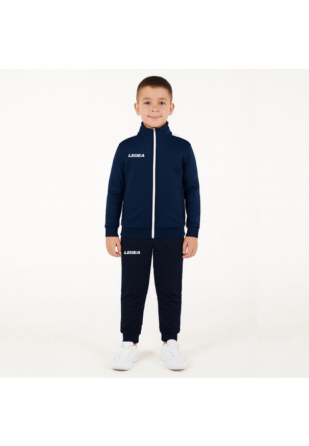 LEGEA - Komplet dresowy dla chłopca CALIFORNIA JUNIOR JR. Okazja: na uczelnię. Kolor: niebieski, wielokolorowy, biały. Materiał: dresówka. Styl: sportowy