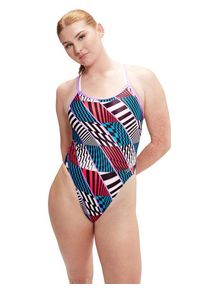 Strój Kąpielowy Speedo Allover Digital Starback – Czerwony/Niebieski Rozmiar 38. Kolor: wielokolorowy. Wzór: nadruk