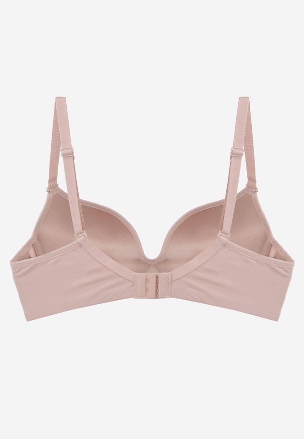 Born2be - Różowy Gładki Biustonosz Push Up z Aplikacją z Cyrkoniami Murita. Kolor: różowy. Rodzaj stanika: push-up. Wzór: gładki, aplikacja