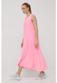 Deha sukienka bawełniana kolor różowy maxi oversize. Kolor: różowy. Materiał: bawełna. Długość rękawa: na ramiączkach. Typ sukienki: oversize. Długość: maxi #5