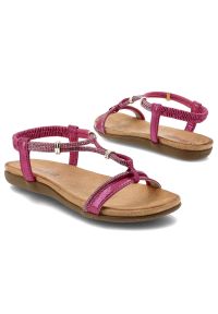 Różowe Sandały Artiker Modne Obuwie Damskie. Okazja: na co dzień. Zapięcie: pasek. Kolor: różowy. Wzór: paski, aplikacja. Sezon: lato. Styl: casual, elegancki #6