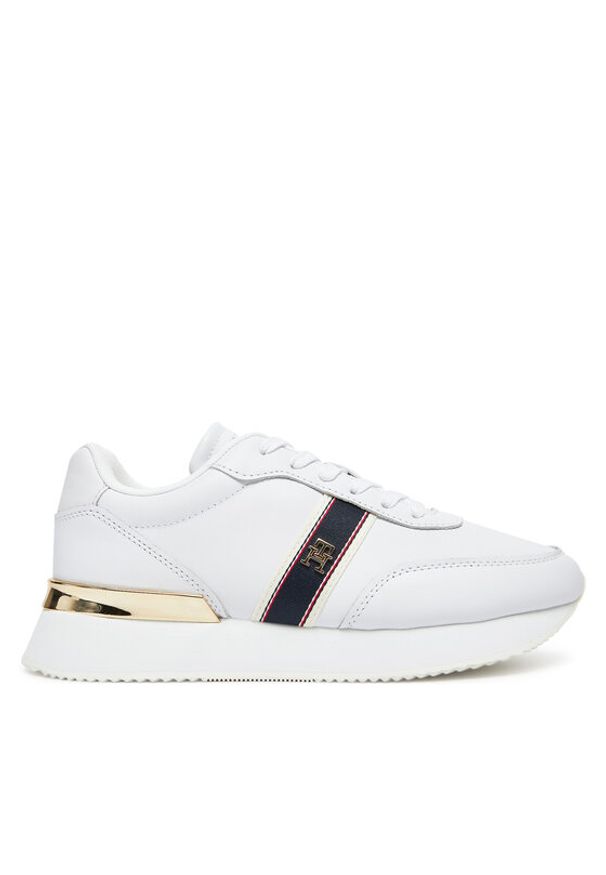 TOMMY HILFIGER - Tommy Hilfiger Sneakersy Webbing Runner FW0FW08904 Biały. Kolor: biały. Materiał: skóra