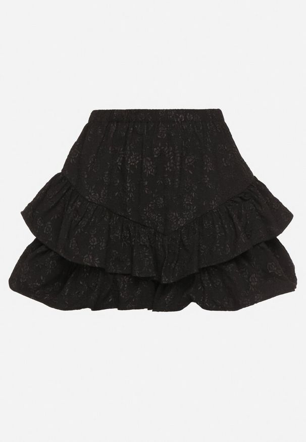 Born2be - Czarne Spódnico-Szorty z Falbankami Sopelira. Okazja: na co dzień. Stan: podwyższony. Kolor: czarny. Styl: elegancki, casual