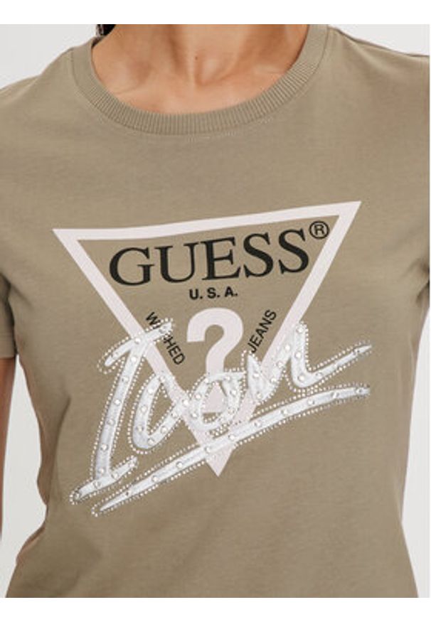 Guess T-Shirt Icon W4YI32 I3Z14 Zielony Regular Fit. Kolor: zielony. Materiał: bawełna