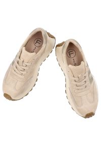 Sneakersy damskie Filippo, wykonane ze skóry naturalnej miękka i elastyczna cholewka klasyczny sznurowany fason, beżowe, DP7511/26 BE. Okazja: na co dzień. Zapięcie: sznurówki. Kolor: beżowy. Materiał: skóra. Szerokość cholewki: normalna #4