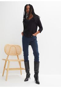 bonprix - Bluzka z lejącej mieszanki wiskozy. Kolor: czarny. Materiał: elastan, wiskoza. Długość: długie #3