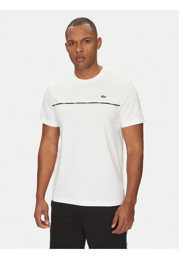 Lacoste T-Shirt TH9842 Biały Regular Fit. Kolor: biały. Materiał: bawełna