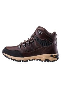 Hi-tec - Męskie Buty Turystyczne Leknes Leather Mid Cut. Kolor: wielokolorowy, czarny, brązowy. Sport: turystyka piesza