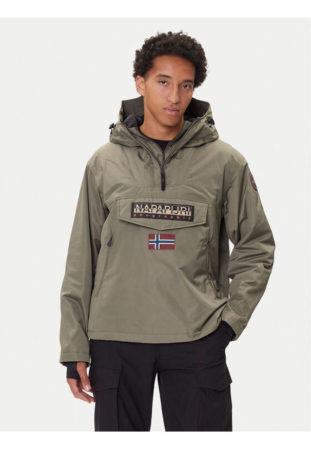 Napapijri Kurtka anorak Rainforest Next NP0A4IB9 Khaki Regular Fit. Kolor: brązowy. Materiał: syntetyk