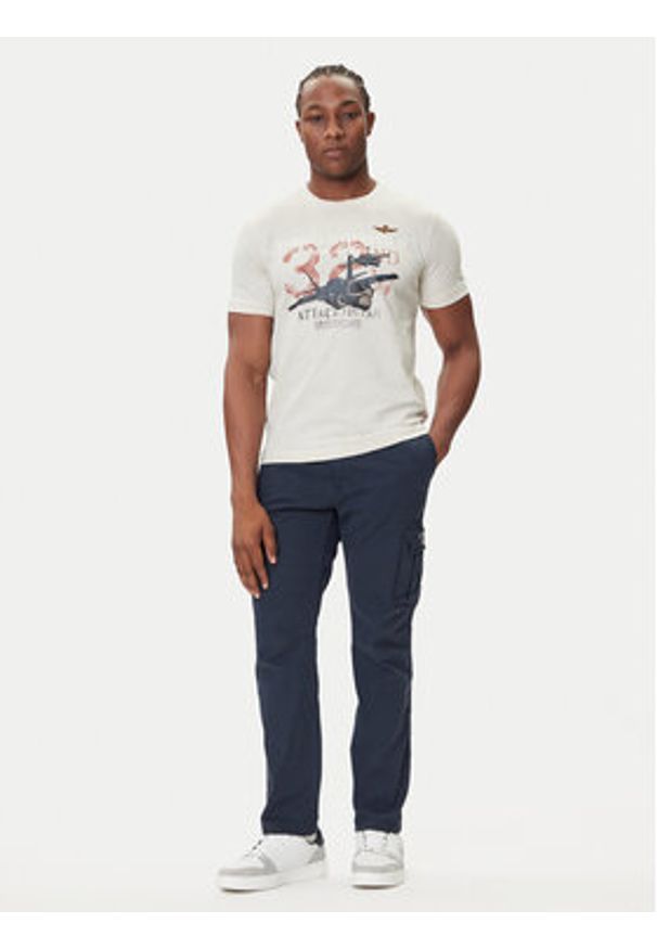 Aeronautica Militare T-Shirt 252TS2472UJ00708 Écru Regular Fit. Materiał: bawełna