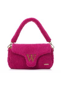 Wittchen - Damska torebka ze sztucznego futra różowa. Kolor: różowy. Wzór: aplikacja, paski. Sezon: zima. Materiał: futrzane. Styl: klasyczny. Rodzaj torebki: na ramię