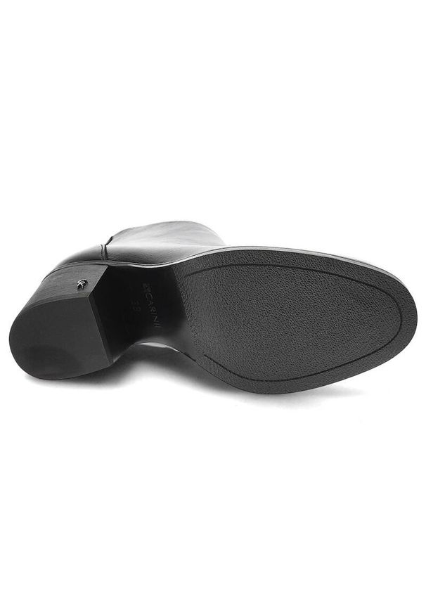 Czarne Botki Carinii Eleganckie Obuwie Damskie. Kolor: czarny. Materiał: skóra ekologiczna. Szerokość cholewki: normalna. Styl: elegancki