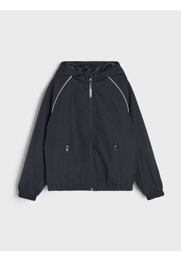 Sinsay - Kurtka sportowa z kapturem i odblaskowymi elementami Active - czarny. Typ kołnierza: kaptur. Kolor: czarny. Styl: sportowy