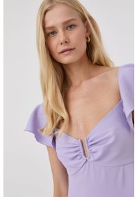 Nissa sukienka kolor fioletowy midi rozkloszowana. Kolor: fioletowy. Materiał: tkanina. Długość rękawa: na ramiączkach. Długość: midi #4
