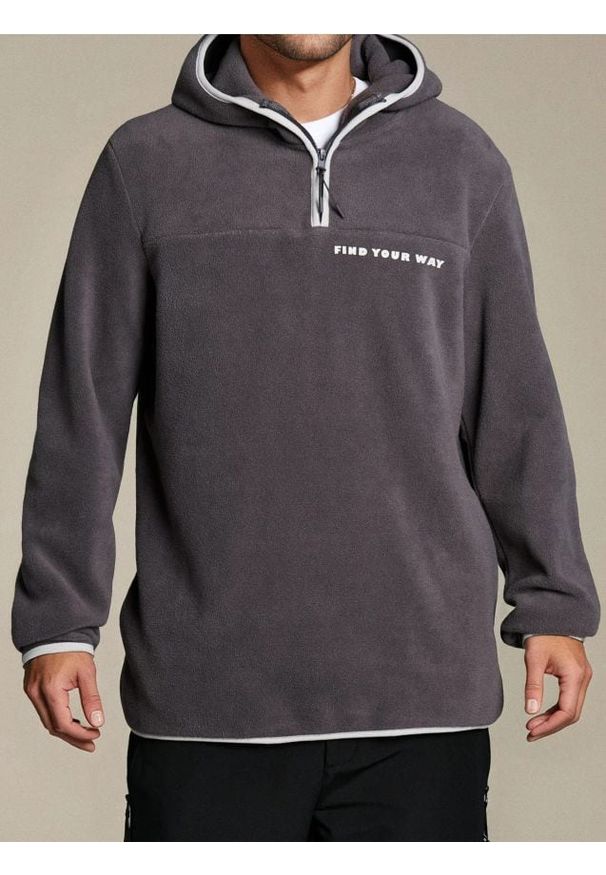 Sinsay - Bluza hoodie - szary. Kolor: szary