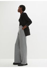 bonprix - Spodnie ze stretchem w pepitkę, wide leg. Kolor: czarny #3