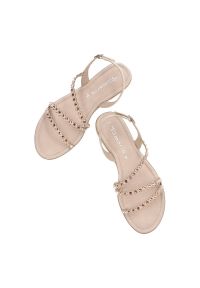 Różowe Sandały Tamaris Eleganckie Buty Damskie. Okazja: na co dzień, na spacer. Zapięcie: pasek. Kolor: różowy. Materiał: len, skóra ekologiczna. Wzór: paski, kolorowy, aplikacja. Sezon: lato. Obcas: na płaskiej podeszwie. Styl: elegancki #5